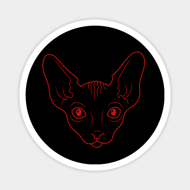 Red Devil Sphynx cat Magnet by ArtFork